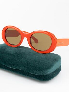 NEW Gucci GG1587S 003 Orange Brown Women Oval Sunglasses GG 1587S